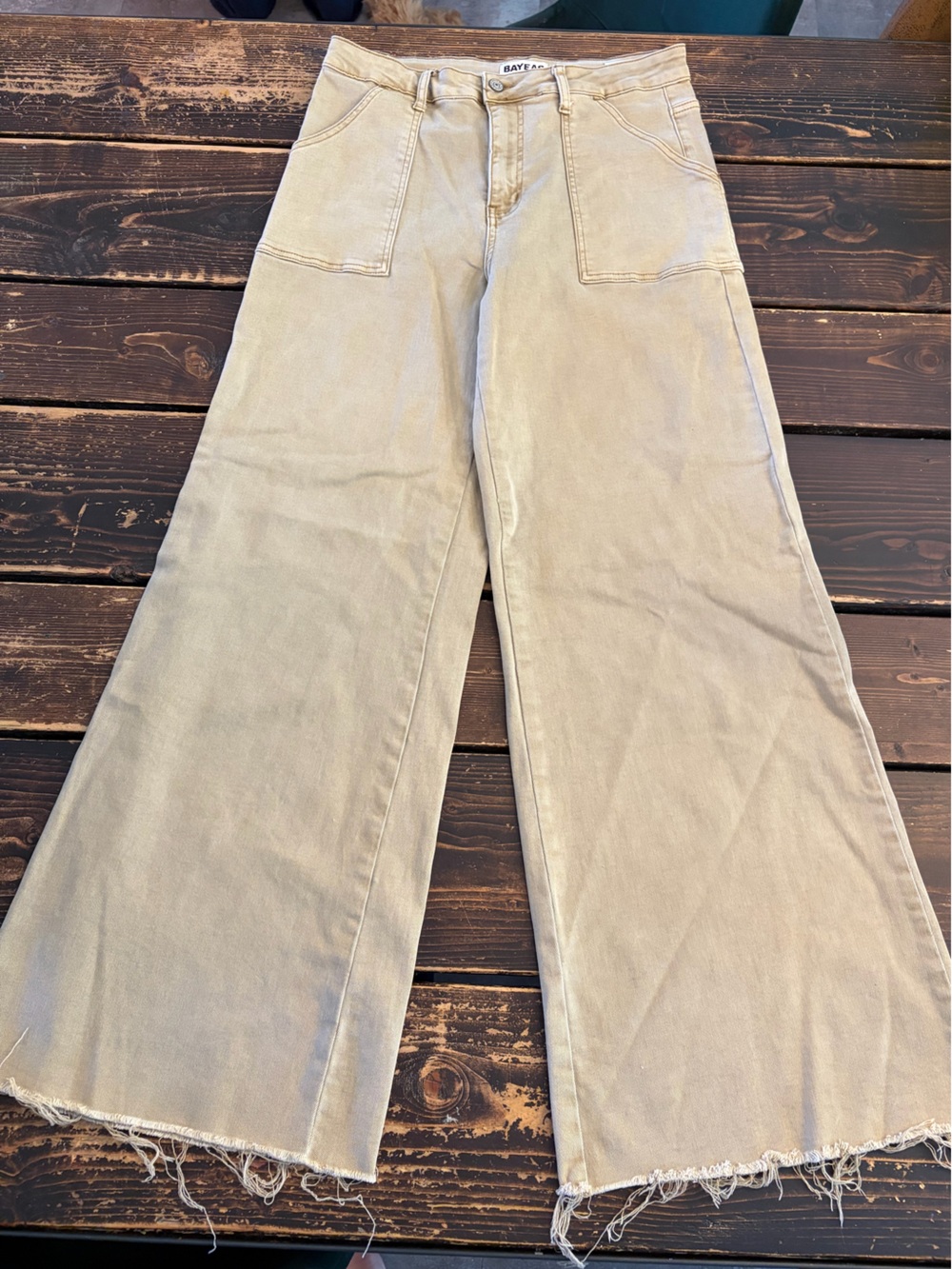 High-Rise Wide-Leg Jeans in Light Beige by Bayla